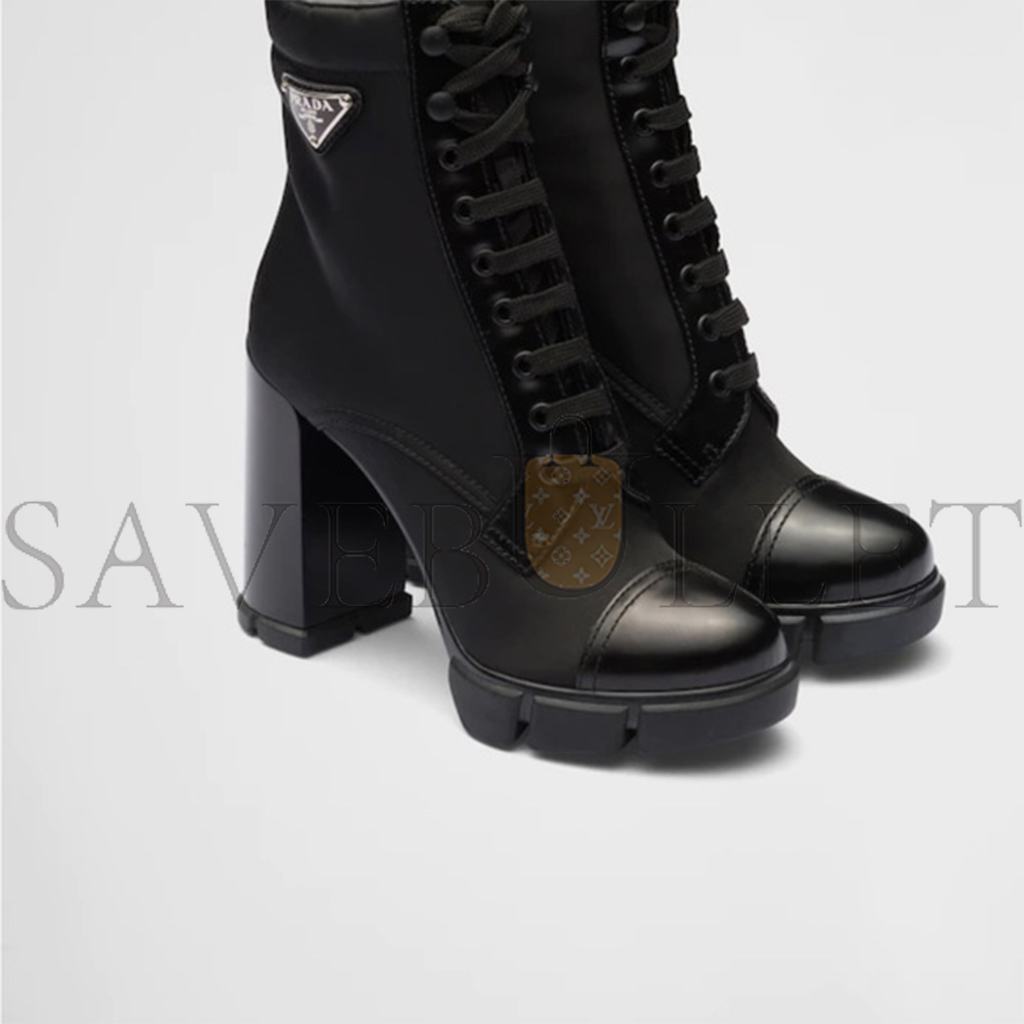 PRADA NYLON AND NUBUCK LEATHER BOOTIES 1T427M